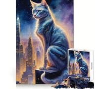 Puzzle difficile per adulti "Gatto su grattacielo",1000 pezzi,stimola la memoria,ideale per il relax e il tempo libero,con bordi nitidi,perfetto come regalo di Natale (38x26cm)