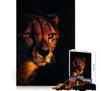 Puzzle difficile per adulti "Ghepardo nel buio",1000 pezzi,stimola la memoria,ideale per il relax e il tempo libero,con bordi nitidi,perfetto come regalo di Natale (50x75cm)