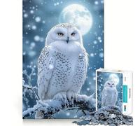 Puzzle difficile per adulti "Gufo delle nevi in una notte d'inverno", 1000 pezzi, sfida mentale, svago rilassante, taglio preciso, regalo memorabile (50x75cm)