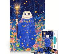 Puzzle difficile per adulti "Gufo mago nella foresta di funghi", 1000 pezzi, memory foam, facile da assemblare, immagine rilassante, regalo artistico (38x26cm)