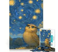Puzzle difficile per adulti "Gufo sotto un cielo stellato", 1000 pezzi, gioco di logica semplice e divertente, taglio di precisione, regalo di Natale (38x52cm)