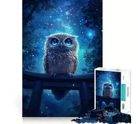 Puzzle difficile per adulti "Gufo sotto un cielo stellato", 1000 pezzi, memory foam, facile da assemblare, immagine rilassante, regalo artistico (38x26cm)