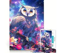 Puzzle difficile per adulti "Gufo tra i fiori di notte", 1000 pezzi, stimola la memoria, gioco rilassante, taglio di alta qualità, regalo perfetto (38x26cm)