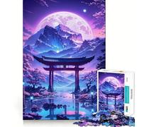Puzzle difficile per adulti Lago illuminato dalla luna di Sakura, 1000 pezzi, gioco intellettuale, momento di relax, taglio di qualità, (38x52cm)