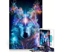 Puzzle difficile per adulti "Lupo mistico con corna floreali", 1000 pezzi, gioco di logica, divertimento rilassante, opera d'arte ben definita (38x52cm)