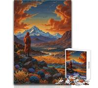 Puzzle difficile per adulti Monaco che contempla le montagne, 1000 pezzi, gioco educativo per stimolare la mente, valore sentimentale, dimensioni 38x26cm