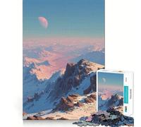 Puzzle difficile per adulti "Montagne innevate con luna rosa", 1000 pezzi, sfida mentale, svago rilassante, taglio preciso, regalo memorabile (50x75cm)