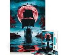Puzzle difficile per adulti "Navigazione sotto la luna di sangue" da 1000 pezzi, gioco di logica puro, attività per la casa, taglio netto, regalo adorabile (50x75cm)