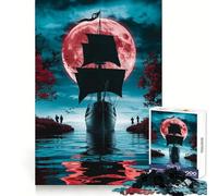 Puzzle difficile per adulti "Navigazione sotto la luna di sangue" da 1000 pezzi, gioco di logica puro, attività per la casa, taglio netto, regalo adorabile (50x75cm)