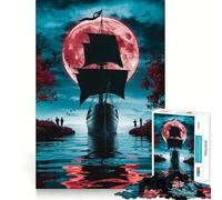 Puzzle difficile per adulti "Navigazione sotto la luna di sangue" da 1000 pezzi, rompicapo rilassante, arte da assemblare, regalo speciale (38x26cm)