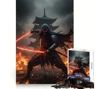 Puzzle difficile per adulti "Ninja con spade luminose tra le fiamme", 1000 pezzi, stimola la memoria, gioco rilassante, taglio di alta qualità, regalo perfetto (38x26cm)