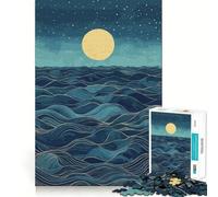 Puzzle difficile per adulti "Oceano notturno con luna piena", 1000 pezzi, gioco di logica, momento di pace, taglio liscio, regalo di alta qualità (50x75cm)