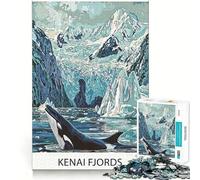 Puzzle difficile per adulti "Orca nei fiordi di Kenai", 1000 pezzi, gioco interattivo da fare a casa, divertente da assemblare, regalo festivo (50x75cm)