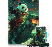 Puzzle difficile per adulti "Panda a cavallo di un drago", 1000 pezzi, gioco di logica, divertimento rilassante, opera d'arte ben definita (50x75cm)