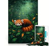 Puzzle difficile per adulti "Panda rosso che riposa tra la vegetazione lussureggiante", 1000 pezzi, migliora la memoria, rilassa la mente, bordi netti, regalo elegante (38x52cm)