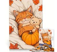 Puzzle difficile per adulti "Piagnucolone autunnale con gatto e orsacchiotto" da 1000 pezzi, sfida intelligente, svago, evasione, lucchetto fine, regalo premuroso (38x52cm)