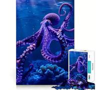 Puzzle difficile per adulti "Polpo viola nel mare blu profondo", 1000 pezzi, stimola la memoria, gioco rilassante, taglio di alta qualità, regalo perfetto (50x75cm)