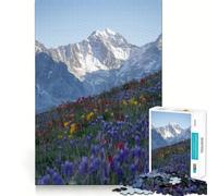 Puzzle difficile per adulti "Prato di montagna con fiori selvatici e neve", 1000 pezzi Un gioco di logica, divertente e rilassante, con dettagli precisi e raffinati (38x52cm)