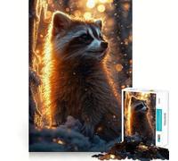Puzzle difficile per adulti "Procione al tramonto invernale", 1000 pezzi, sfida mentale, svago rilassante, taglio preciso, regalo memorabile (38x26cm)