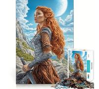 Puzzle difficile per adulti raffigurante una guerriera fantasy dai capelli rossi, 1000 pezzi, stimolante per la memoria, silenzioso, con taglio liscio, classico, regalo (50x75cm)