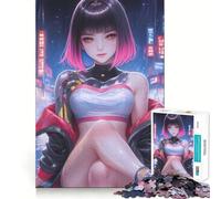 Puzzle difficile per adulti "Ragazza Cyberpunk sotto la pioggia", 1000 pezzi, rompicapo rilassante, arte da assemblare, regalo speciale (38x26cm)