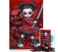 Puzzle difficile per adulti Ragazza Samurai Rosa Rossa da 1000 pezzi, giocattolo stimolante per la mente, ideale per momenti di relax, taglio di qualità, (50x75cm)
