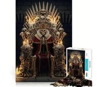 Puzzle difficile per adulti "Re Scheletro sul Trono di Ossa", 1000 pezzi, gioco di logica, legame familiare, taglio di precisione, calda sorpresa 50x75cm