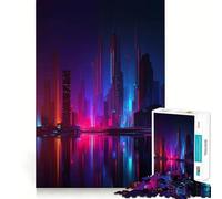 Puzzle difficile per adulti "Riflesso di paesaggio urbano al neon" da 1000 pezzi Un giocattolo che stimola la riflessione e il divertimento, un'opera d'arte raffinata e ben definita (38x26cm)