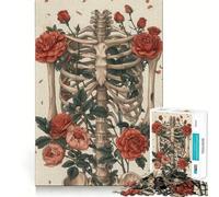 Puzzle difficile per adulti "Rosa abbracciata scheletro" da 1000 pezzi, gioco di logica e abilità per tutta la famiglia, taglio preciso, oggetto da collezione (38x52cm)