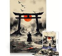 Puzzle difficile per adulti "Samurai alla Porta Torii con il sole nascente", 1000 pezzi, gioco di logica e abilità per tutta la famiglia, taglio preciso, oggetto da collezione (38x52cm)