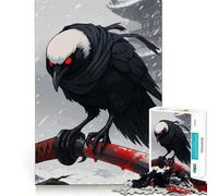 Puzzle difficile per adulti "Samurai Corvo con Katana Insanguinata", 1000 pezzi, gioco di logica e abilità, per tutta la famiglia, con intagli precisi, opera d'arte da collezione (38x52cm)