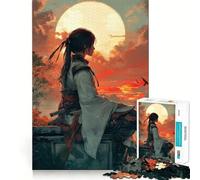 Puzzle difficile per adulti "Samurai in contemplazione al tramonto", 1000 pezzi, stimola la memoria, crea un'atmosfera rilassante, taglio liscio, classico regalo (38x52cm)