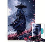 Puzzle difficile per adulti Samurai nella tempesta con fiori di ciliegio, 1000 pezzi, gioco di intelletto, momento di relax, taglio di qualità, (38x26cm)