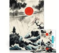 Puzzle difficile per adulti "Samurai sotto la pioggia con sole nascente", 1000 pezzi, gioco di logica e abilità per tutta la famiglia, intaglio preciso, oggetto da collezione (50x75cm)