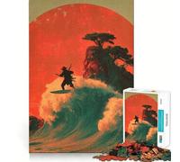 Puzzle difficile per adulti "Samurai Surfer su un'onda", 1000 pezzi, gioco di logica e abilità per tutta la famiglia, ritaglio preciso, oggetto da collezione (38x26cm)