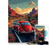 Puzzle difficile per adulti "Scarabeo rosso su strada nel deserto", 1000 pezzi, rompicapo rilassante, arte da assemblare, regalo speciale (38x52cm)
