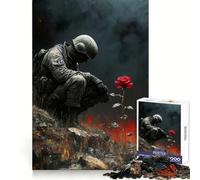 Puzzle difficile per adulti "Soldato e rosa in un paesaggio di guerra", 1000 pezzi, migliora la memoria, rilassa la mente, bordi netti, regalo elegante (38x26cm)