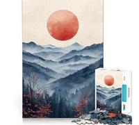 Puzzle difficile per adulti "Sole rosso sulle montagne", 1000 pezzi, gioco di logica fine, divertente e rilassante, bordi precisi, regalo pensato (50x75cm)