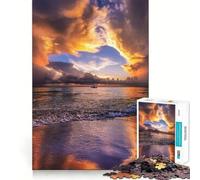 Puzzle difficile per adulti Storm Ocean with A Boat da 1000 pezzi, con immagini nitide e dettagliate, 50x75cm