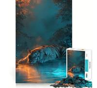 Puzzle difficile per adulti "Tigre a riposo in riva all'acqua", 1000 pezzi, gioco di logica e abilità per tutta la famiglia, taglio preciso, opera d'arte da collezione (38x52cm)