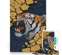 Puzzle difficile per adulti "Tigre ruggente che emerge da una superficie screpolata", 1000 pezzi, stimola la memoria, crea un'atmosfera rilassante, taglio liscio, classico regalo (38x52cm)