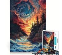Puzzle difficile per adulti "Tramonto in montagna", 1000 pezzi, gioco di logica, divertimento rilassante, opera d'arte ben definita (38x26cm)