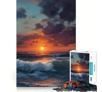 Puzzle difficile per adulti "Tramonto sull'oceano con onde", 1000 pezzi, stimola la memoria, gioco rilassante, taglio di alta qualità, regalo perfetto (38x26cm)
