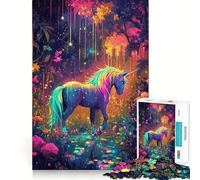 Puzzle difficile per adulti "Unicorno Arcobaleno nella Foresta Incantata" da 1000 pezzi Migliora la memoria, rilassa la mente, ha bordi netti ed è un regalo elegante (38x52cm)