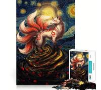 Puzzle difficile per adulti "Volpe a nove code in una notte stellata", 1000 pezzi, gioco intelligente da fare a casa, divertente da assemblare, regalo festivo (38x52cm)