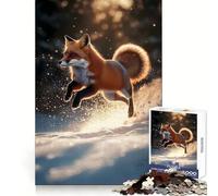 Puzzle difficile per adulti "Volpe rossa che salta nella neve", 1000 pezzi, migliora la memoria, rilassa la mente, bordi netti, regalo elegante (50x75cm)