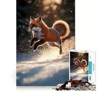 Puzzle difficile per adulti "Volpe rossa che salta nella neve", 1000 pezzi, migliora la memoria, rilassa la mente, bordi netti, regalo elegante (50x75cm)