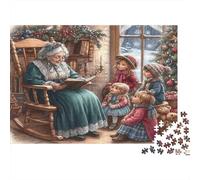 Puzzle Difficile per Serata Giochi in Famiglia 1000 Pezzi con Momento della Storia di Natale, Signora Claus Bambini Leggono Natale, Premium Spesso Resistente Alta Qualità Vivace Sfidante 52x38cm