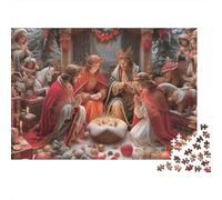 Puzzle Difficile per Serata Giochi in Famiglia 1000 Pezzi con Scena della Natività di Natale, Scena della Natività Re Magi Gesù Bambino, Premium Spesso Resistente Alta Qualità Vivace Sfidante 52x38cm