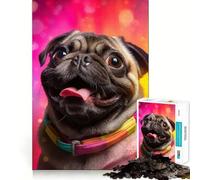 Puzzle difficile "Pug Fiesta" per adulti, 1000 pezzi, gioco di logica semplice e divertente, taglio di precisione, regalo di Natale (50x75cm)